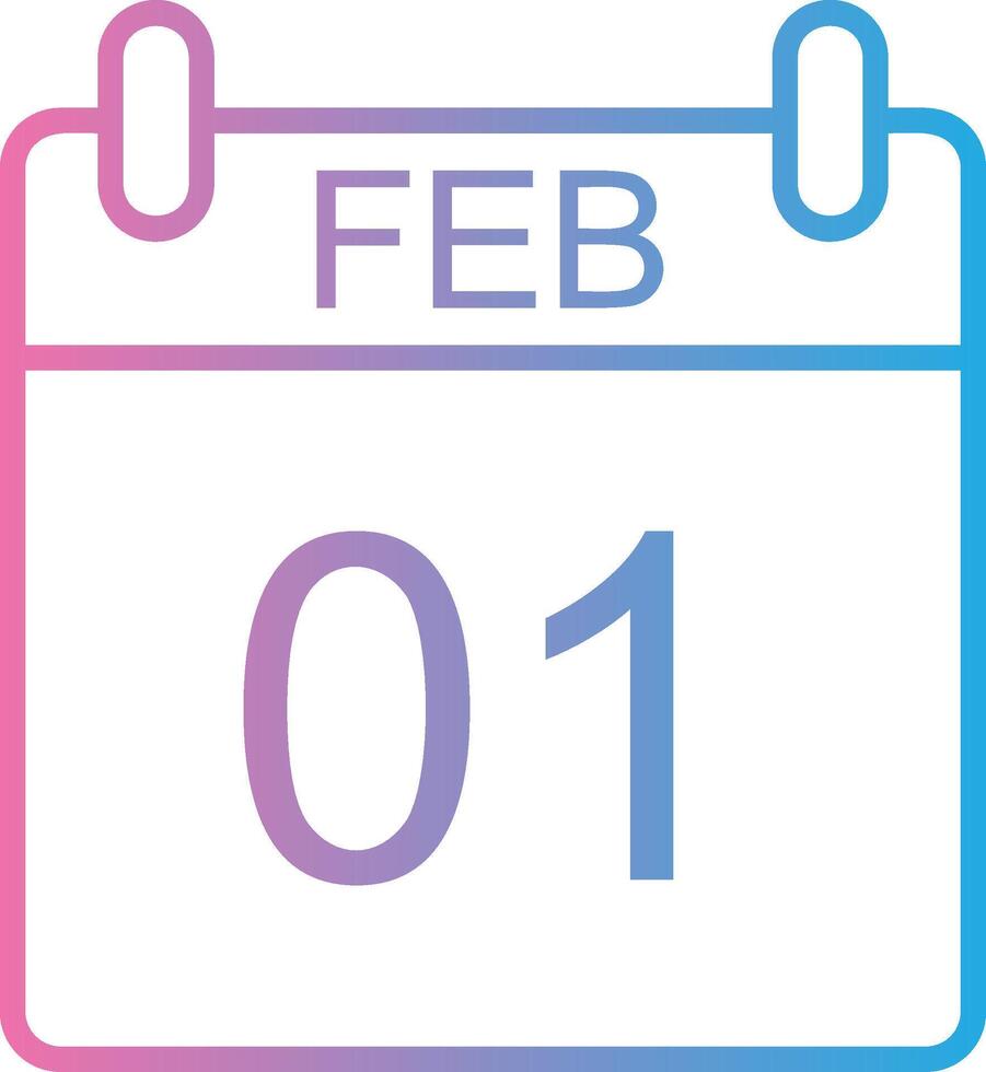 February Line Gradient Icon Design vector