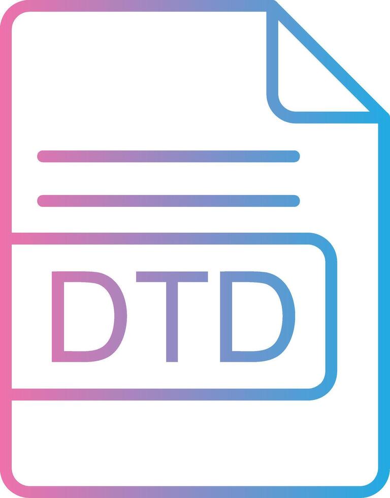 DTD File Format Line Gradient Icon Design vector