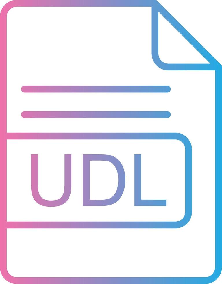 udl archivo formato línea degradado icono diseño vector