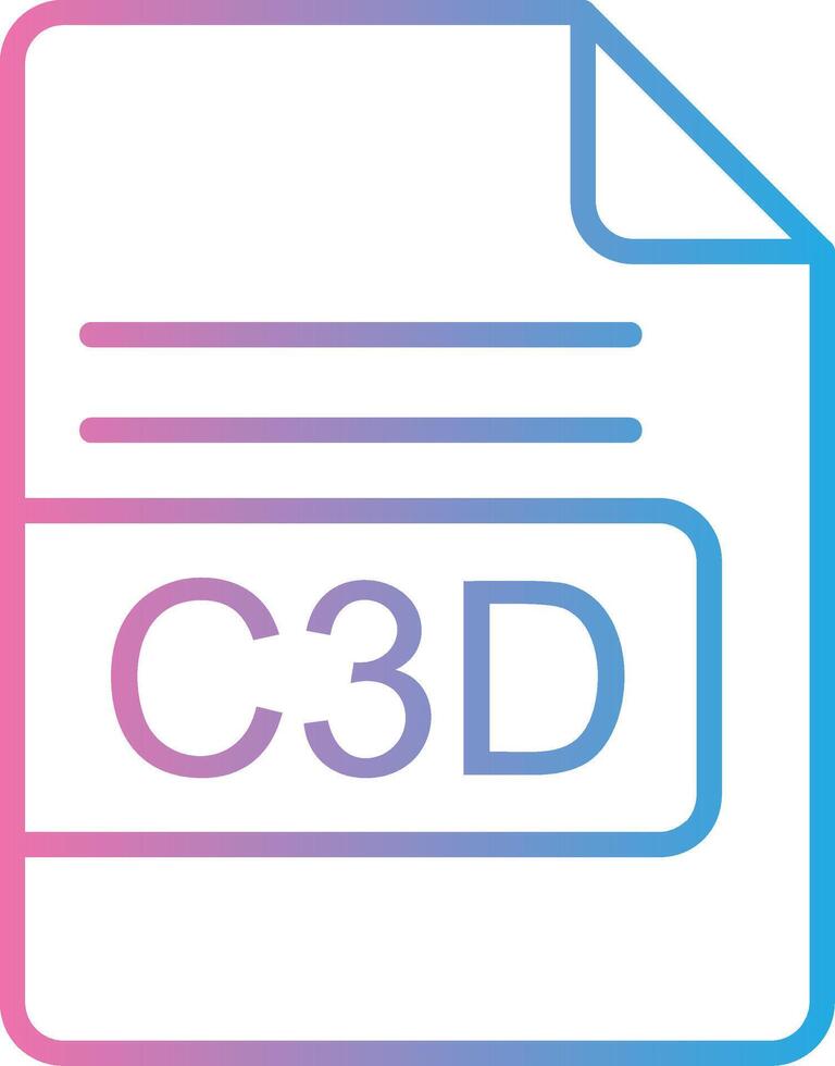 C3D File Format Line Gradient Icon Design vector