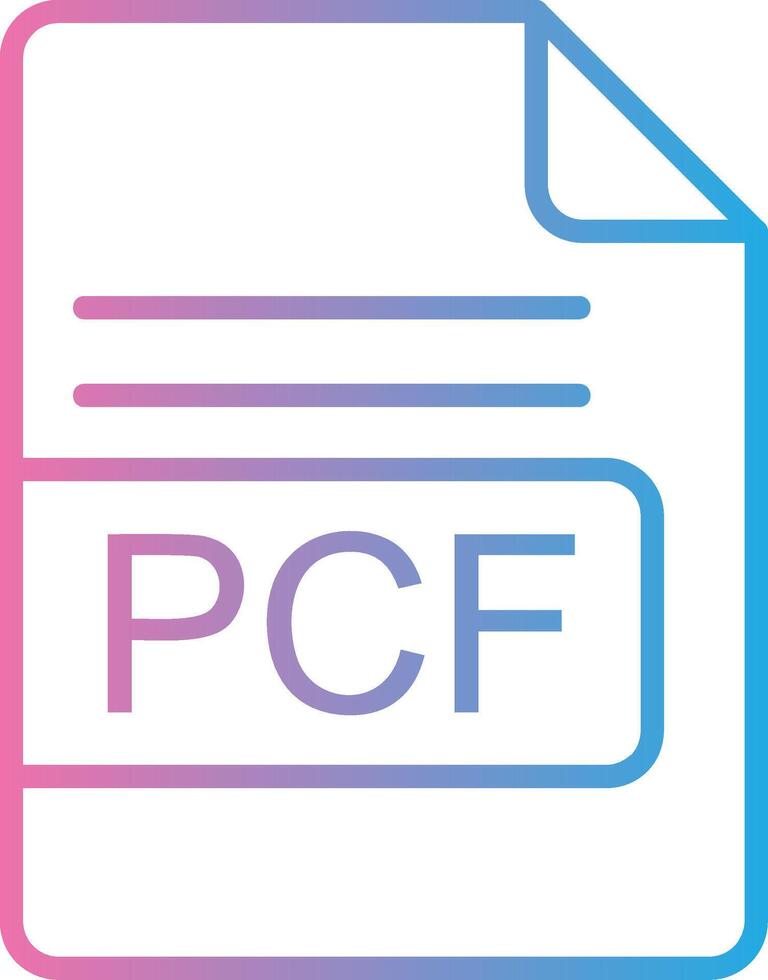 pcf archivo formato línea degradado icono diseño vector