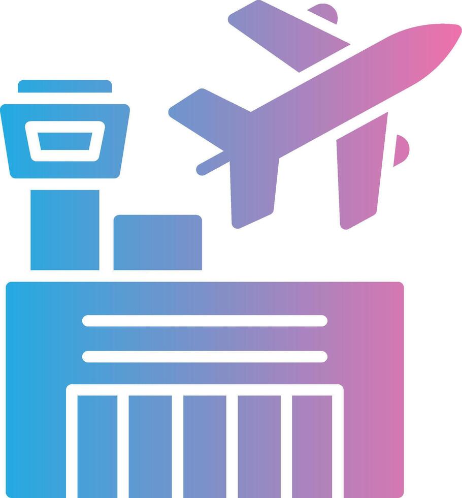 aeropuerto glifo degradado icono diseño vector