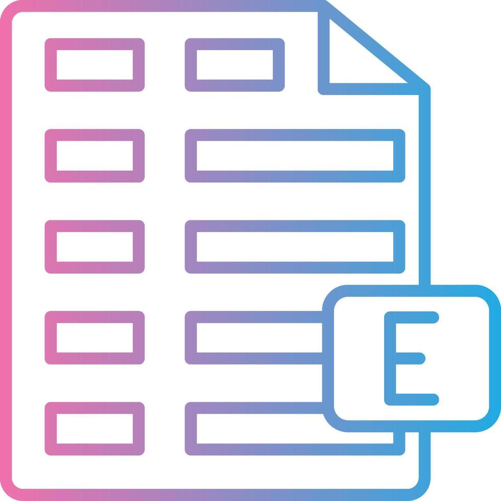 Excel Line Gradient Icon Design vector