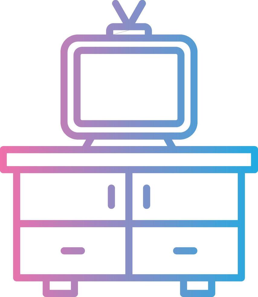 Tv Table Line Gradient Icon Design vector