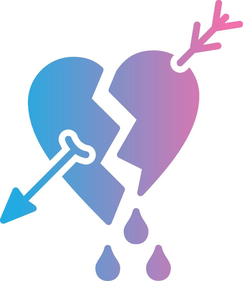 Broken Heart Glyph Gradient Icon Design vector