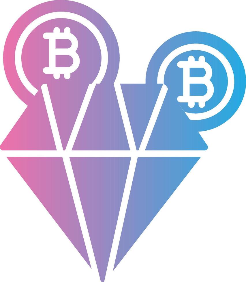 bitcoin diamante glifo degradado icono diseño vector