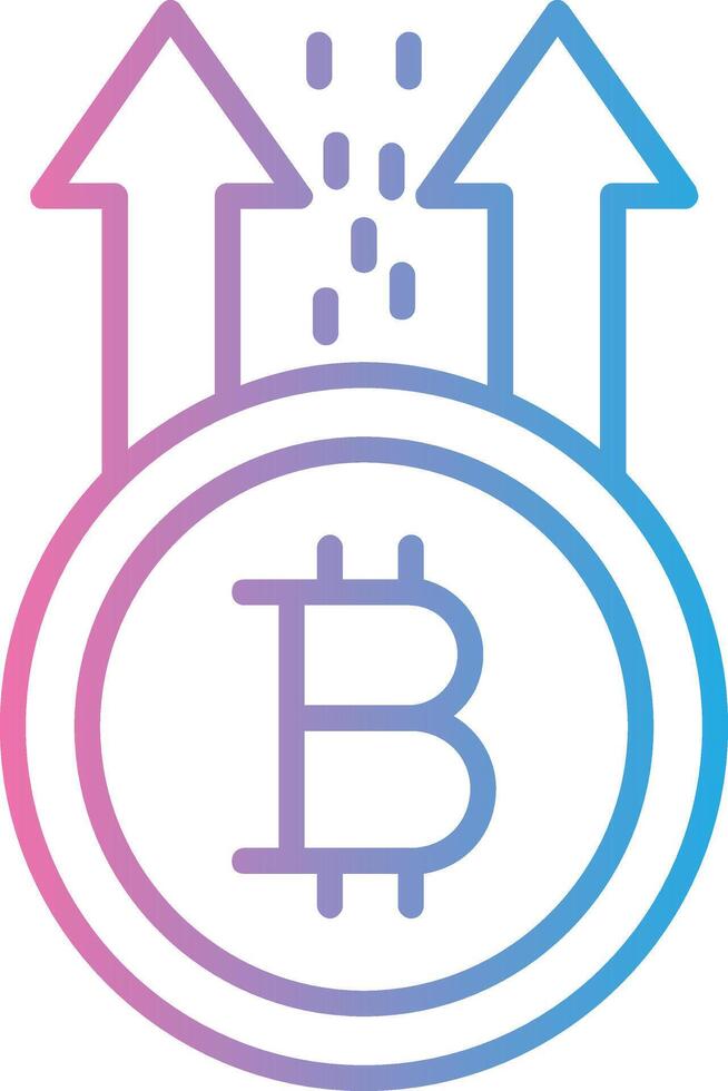 Bitcoin Rise Line Gradient Icon Design vector