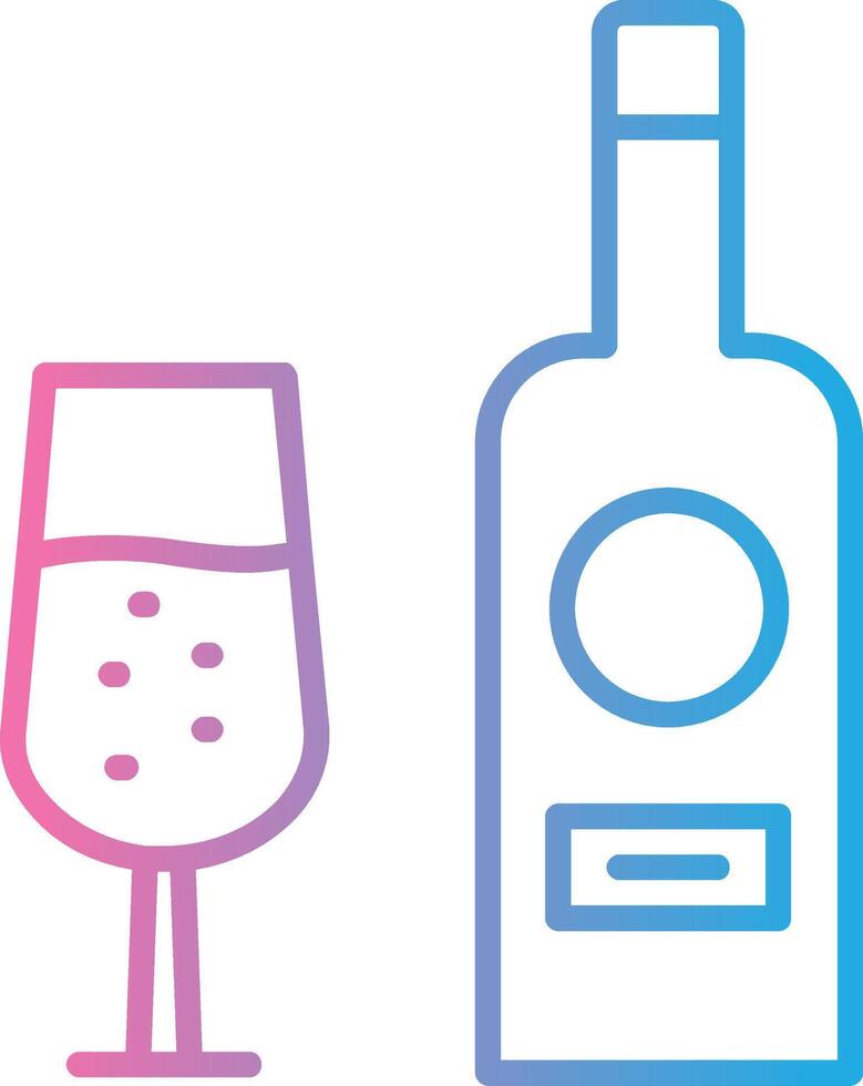 vino botella línea degradado icono diseño vector