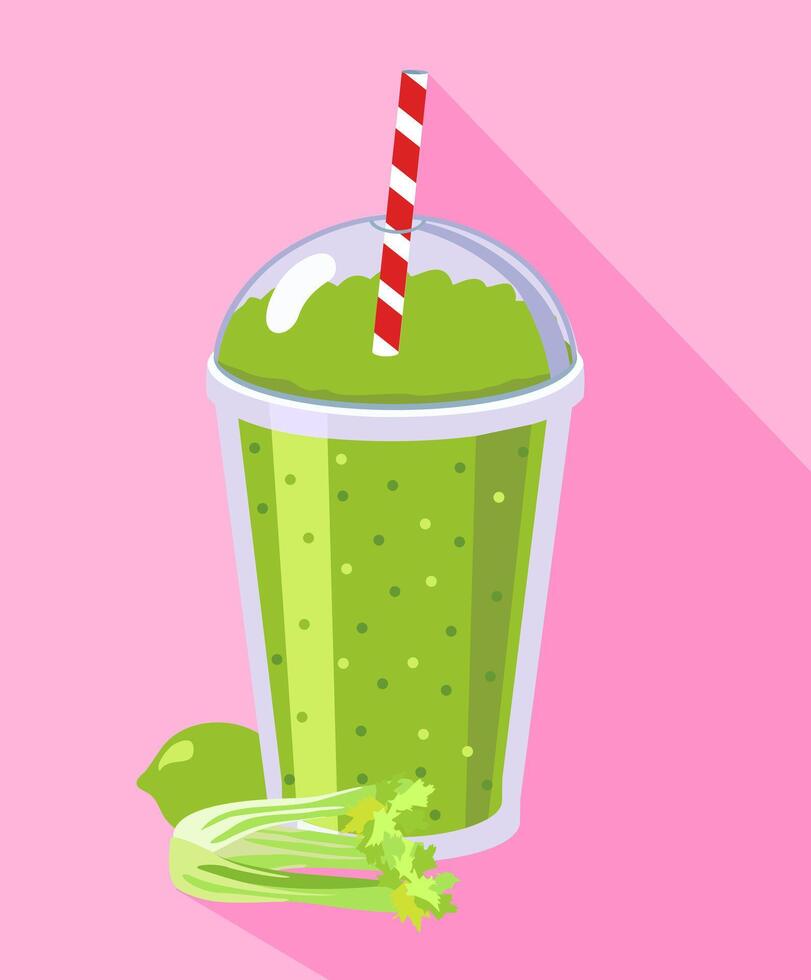 Smoothie to go healthy juice fresh diet. Organic vegetable shake smoothie. Green fruits and vegetables mix in glass jar. Detox cocktail for healthy dieting vector