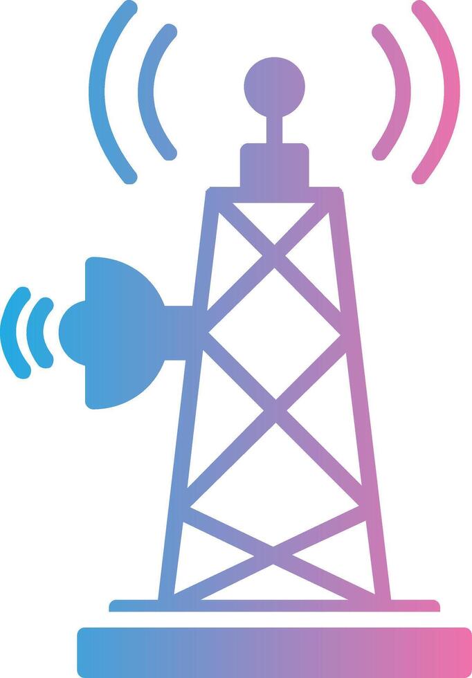 señal torre glifo degradado icono diseño vector