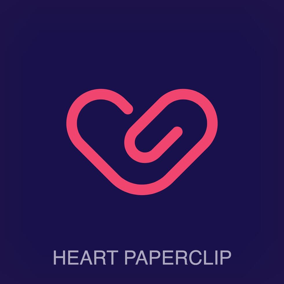 Creative heart and paperclip sign logo. Romantic and splicing logo template vector