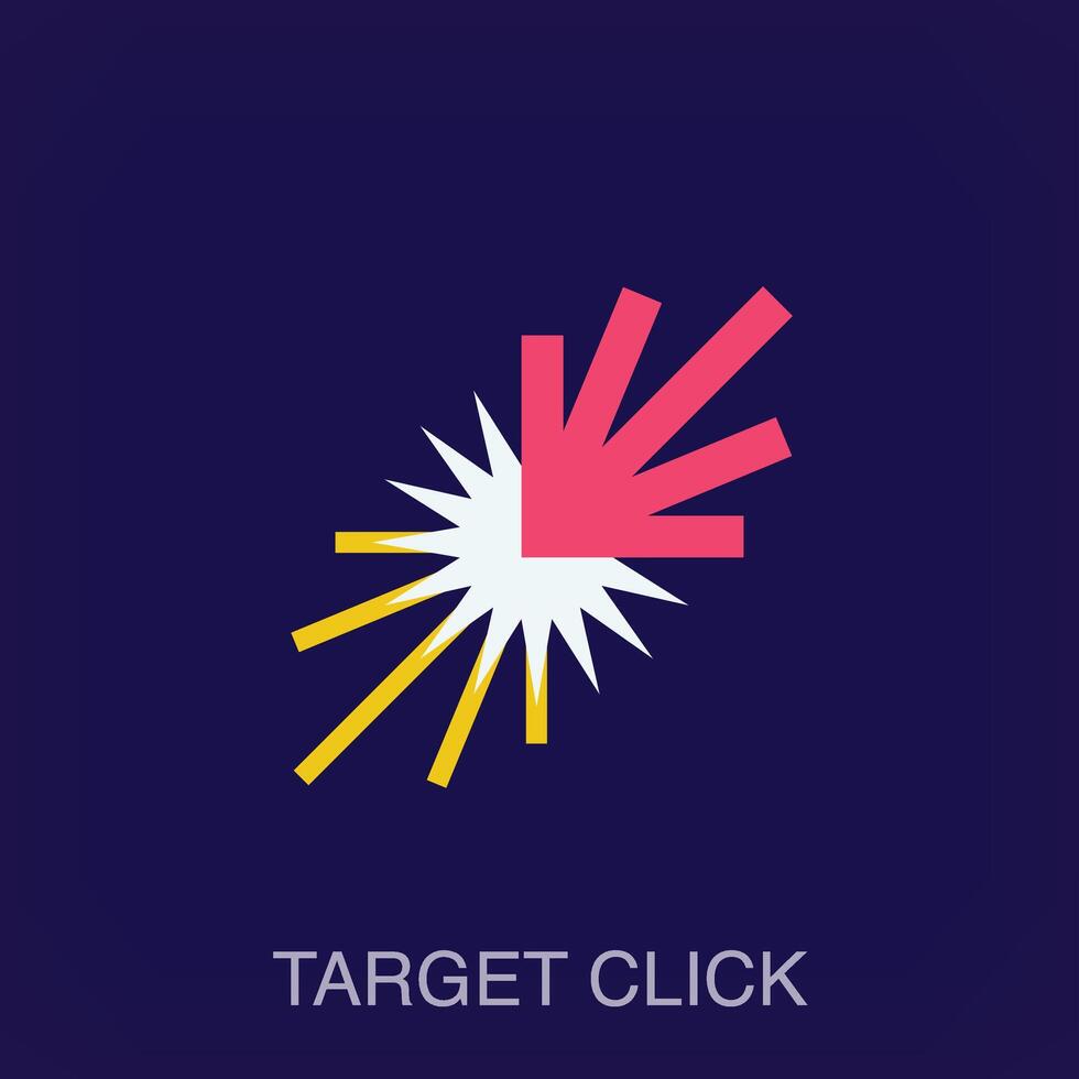 Creative target click and boom sign logo. Uniquely designed color transitions. Button and explosive logo template vector