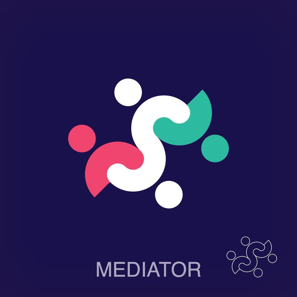 Creative people mediator shape logo. Company and customer logo template vector