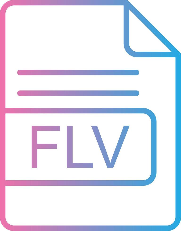 FLV File Format Line Gradient Icon Design vector