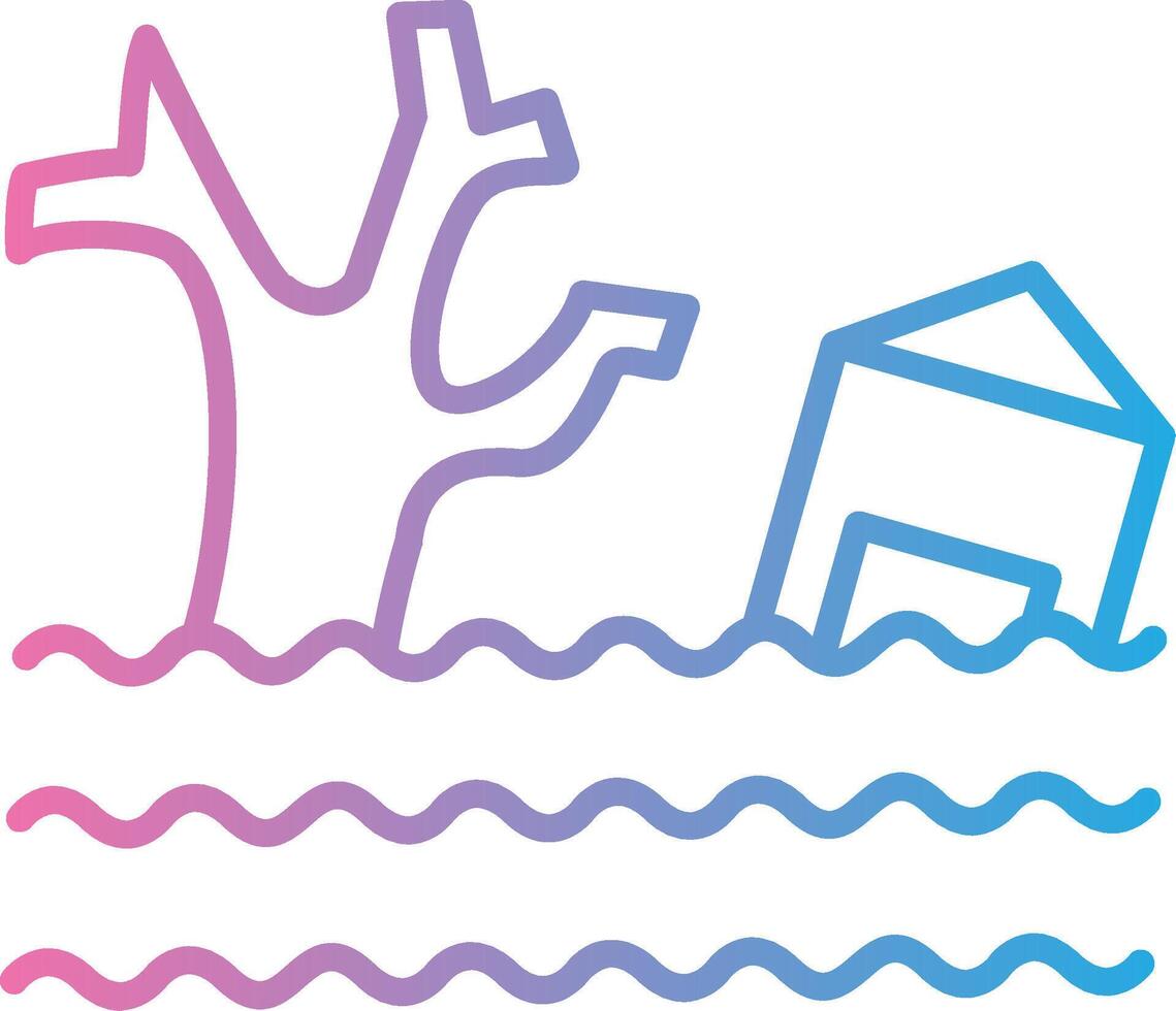 Flood Line Gradient Icon Design vector