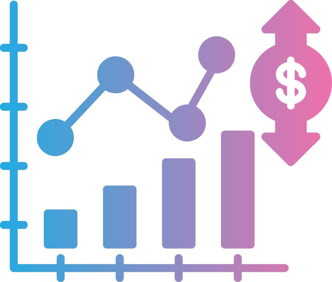 mercado fluctuación glifo degradado icono diseño vector