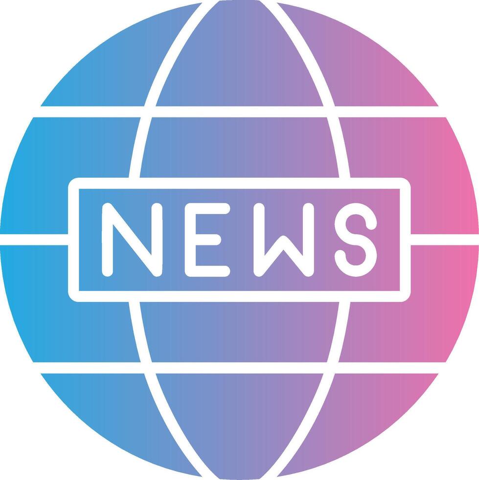 mundo Noticias glifo degradado icono diseño vector