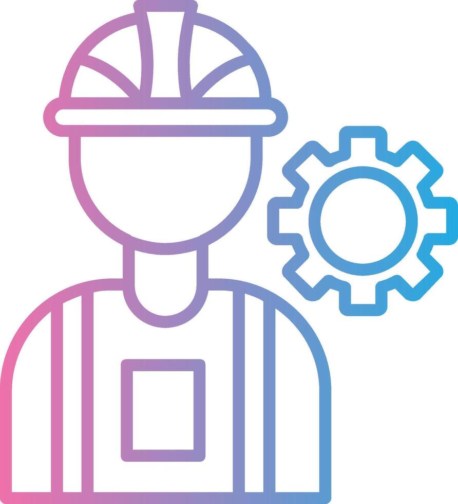 construccion trabajador línea degradado icono diseño vector