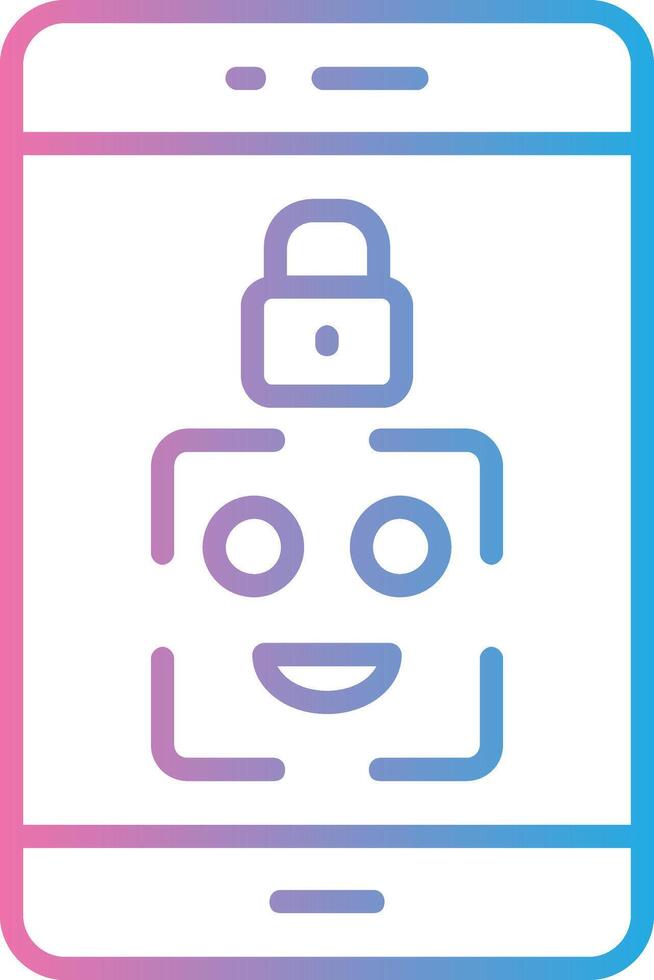 Facial Recognition Line Gradient Icon Design vector