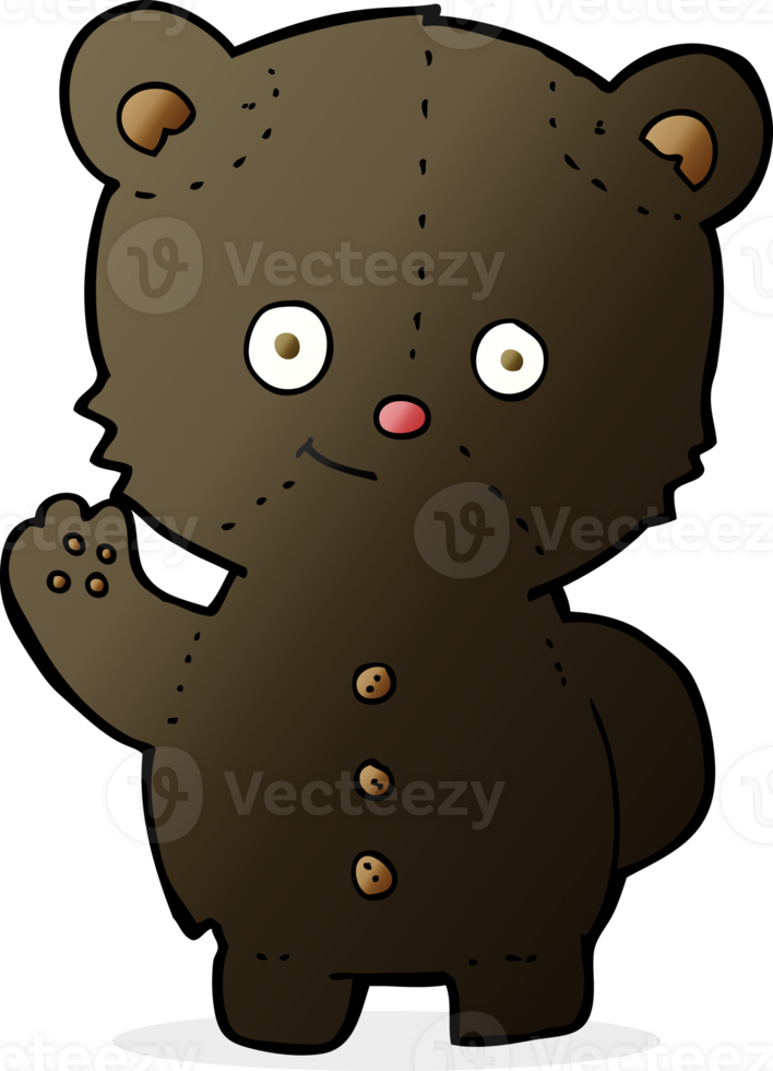 cartoon waving black bear cub png