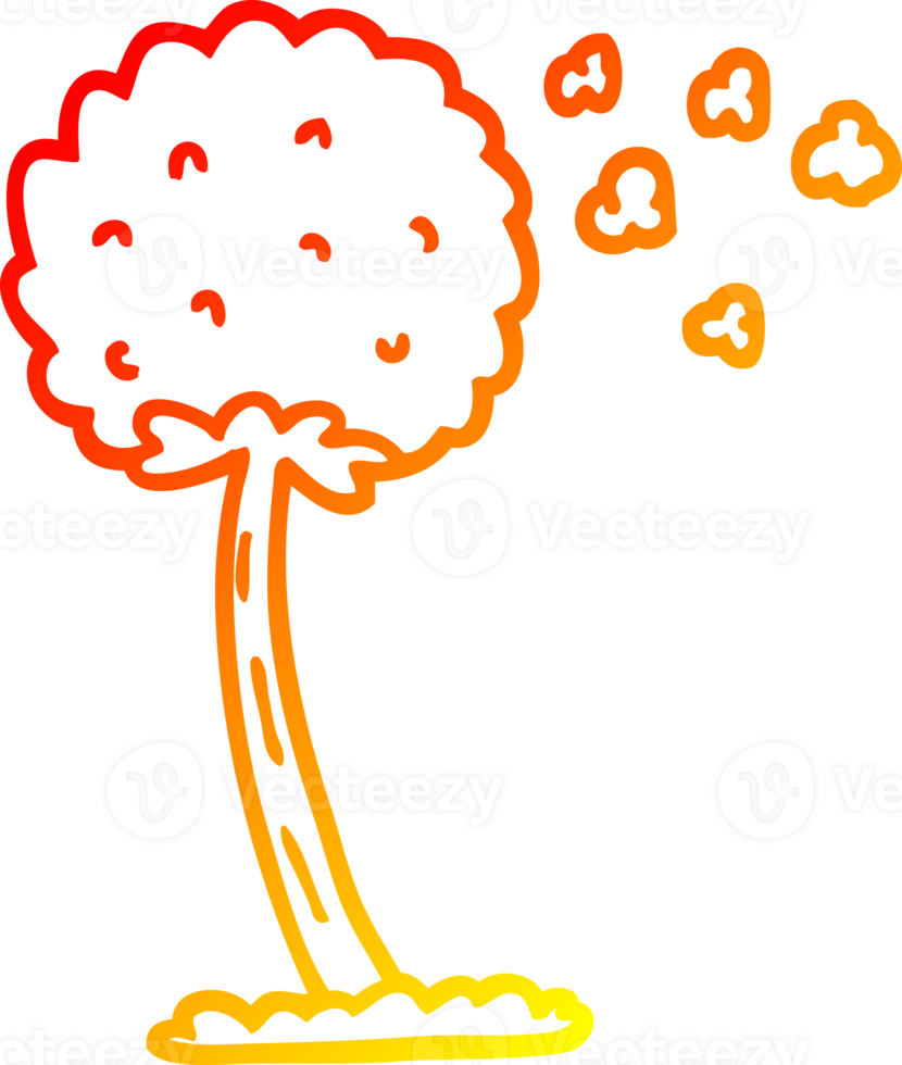 warm gradient line drawing cartoon dandelion blowing in wind png