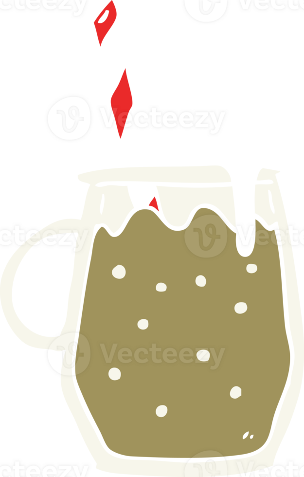 flat color style cartoon glass of root beer with straw png