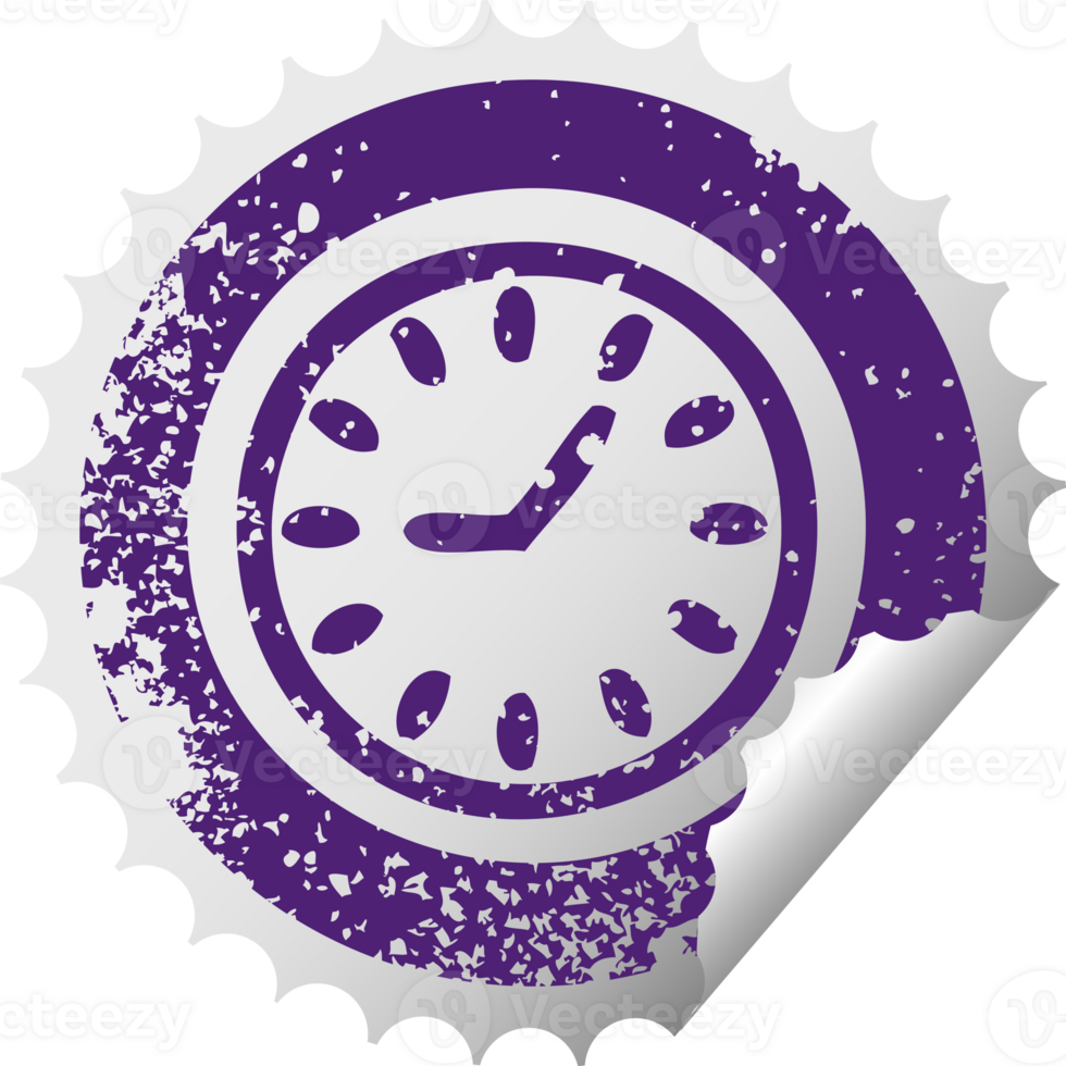 distressed circular peeling sticker symbol wall clock png