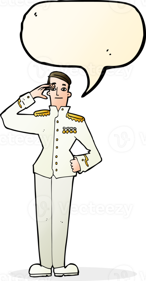 Cartoon-Militär in Uniform mit Sprechblase png