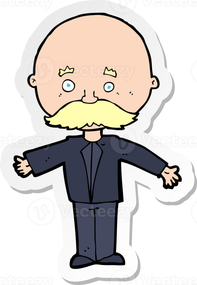 sticker of a cartoon man with mustache png