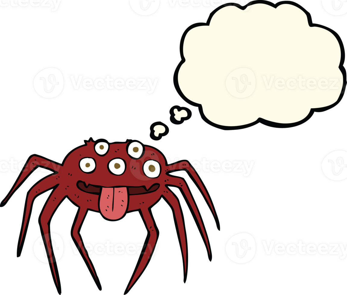 cartoon gross halloween spider with thought bubble png