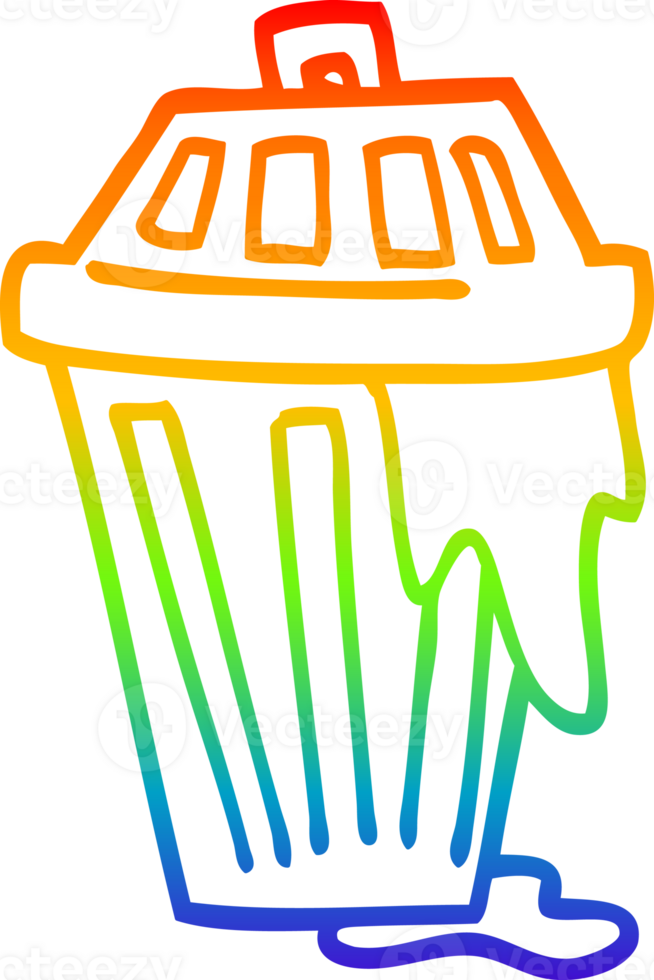 rainbow gradient line drawing cartoon waste bin png
