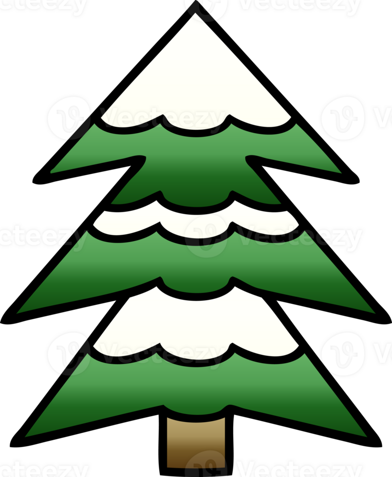 gradient shaded cartoon snow covered tree png