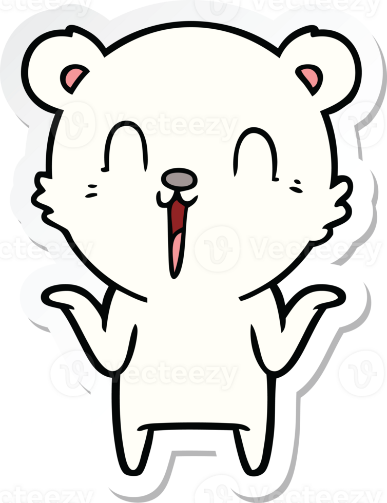sticker of a happy cartoon polar bear with no worries png