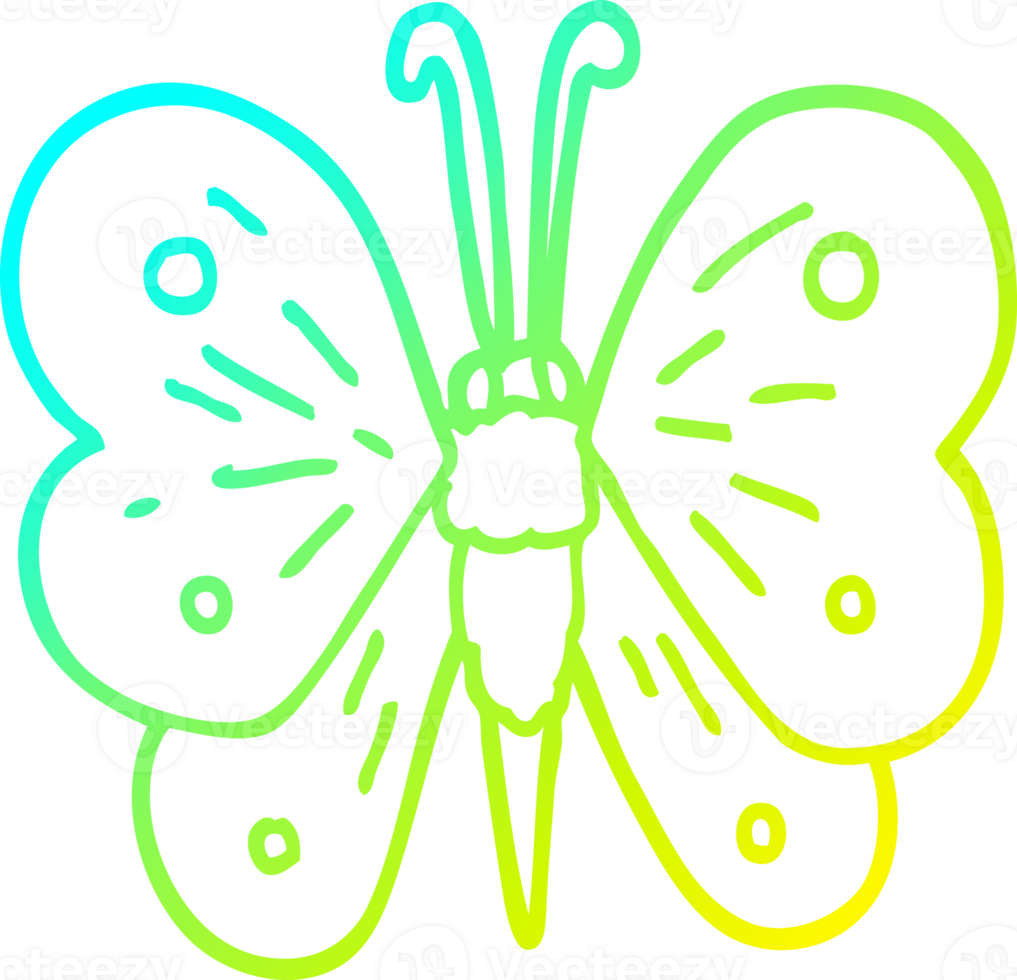 cold gradient line drawing cartoon butterfly png