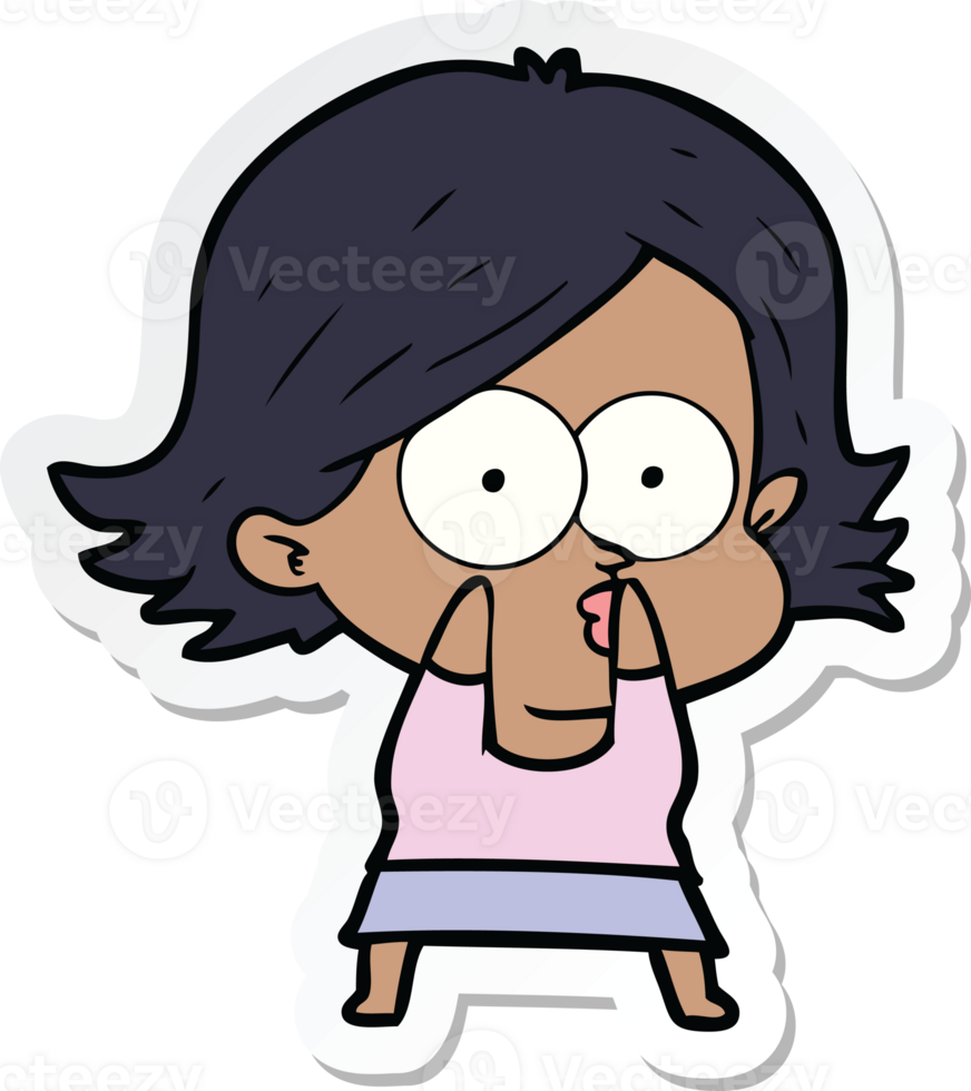 sticker of a cartoon girl pouting png