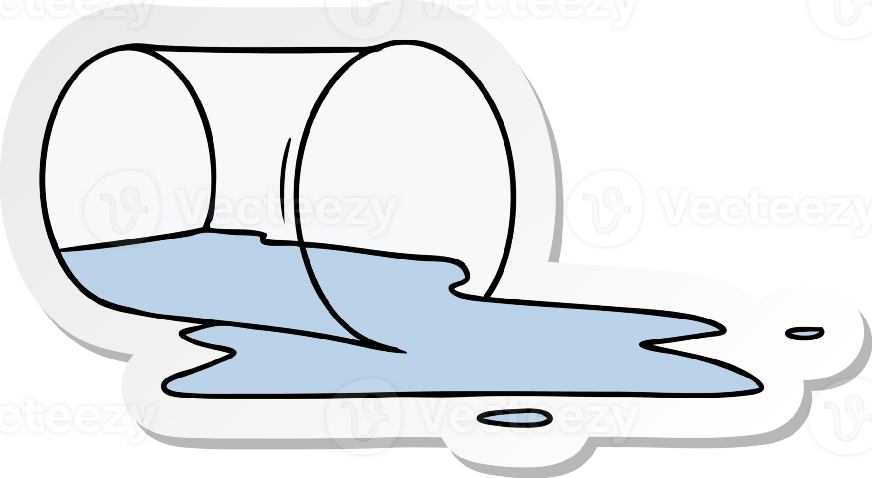 sticker cartoon doodle of a spilt glass png