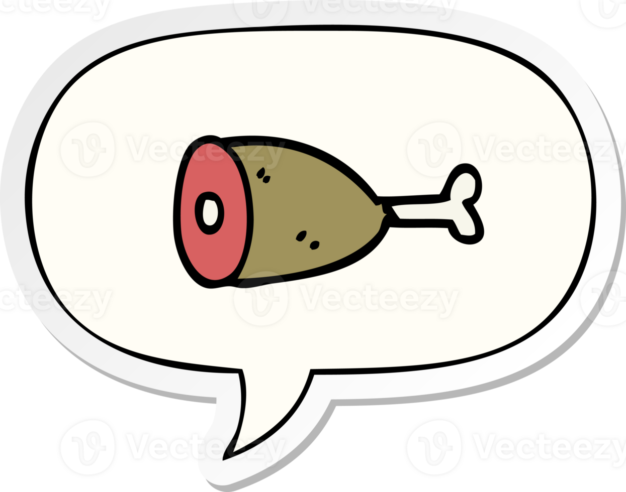 cartoon meat and speech bubble sticker png