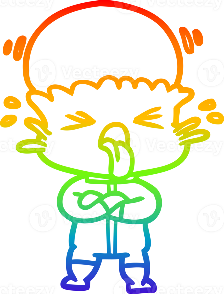 rainbow gradient line drawing weird cartoon alien png