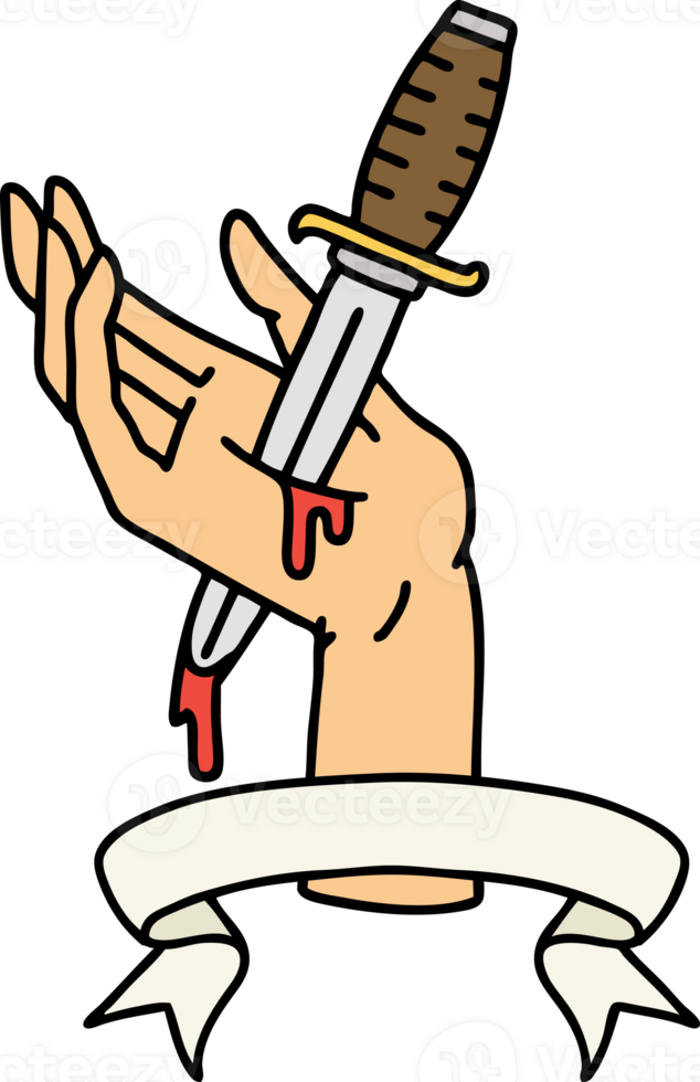 tattoo with banner of a dagger in the hand png