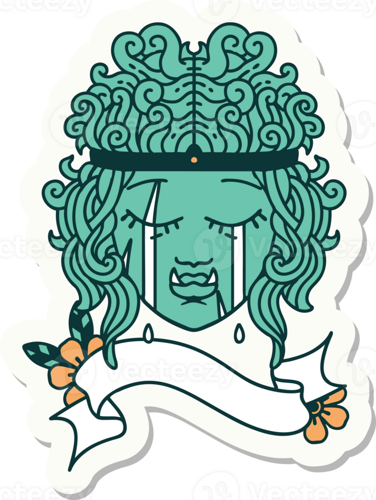 crying orc barbarian character face sticker png