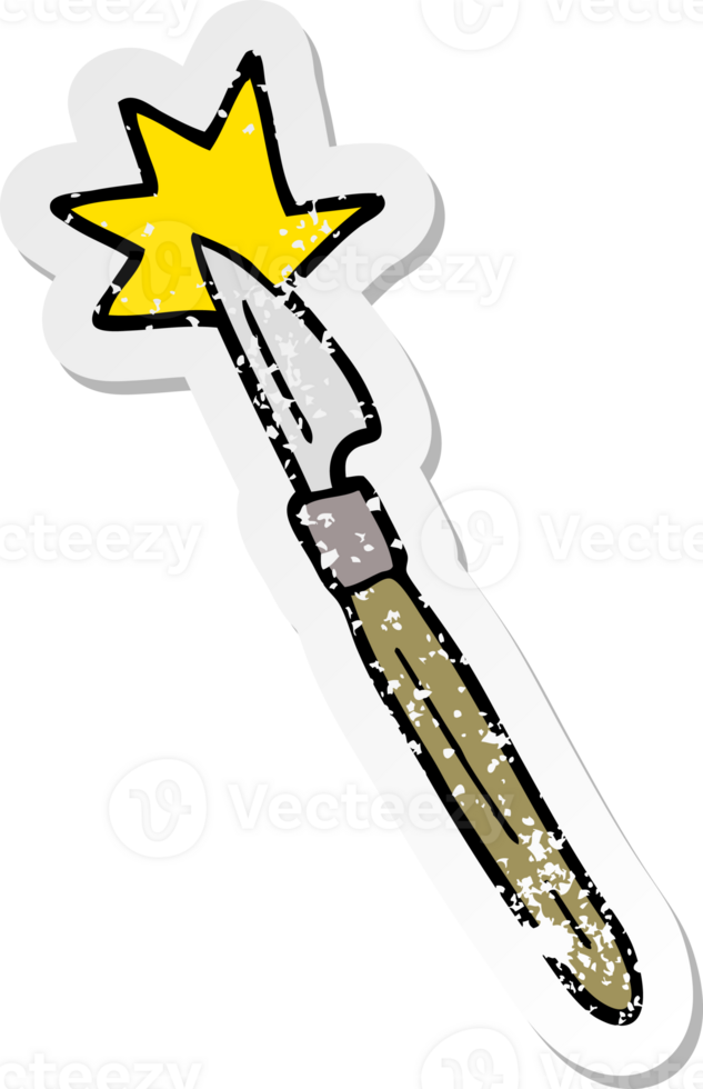 distressed sticker of a cartoon scalpel png