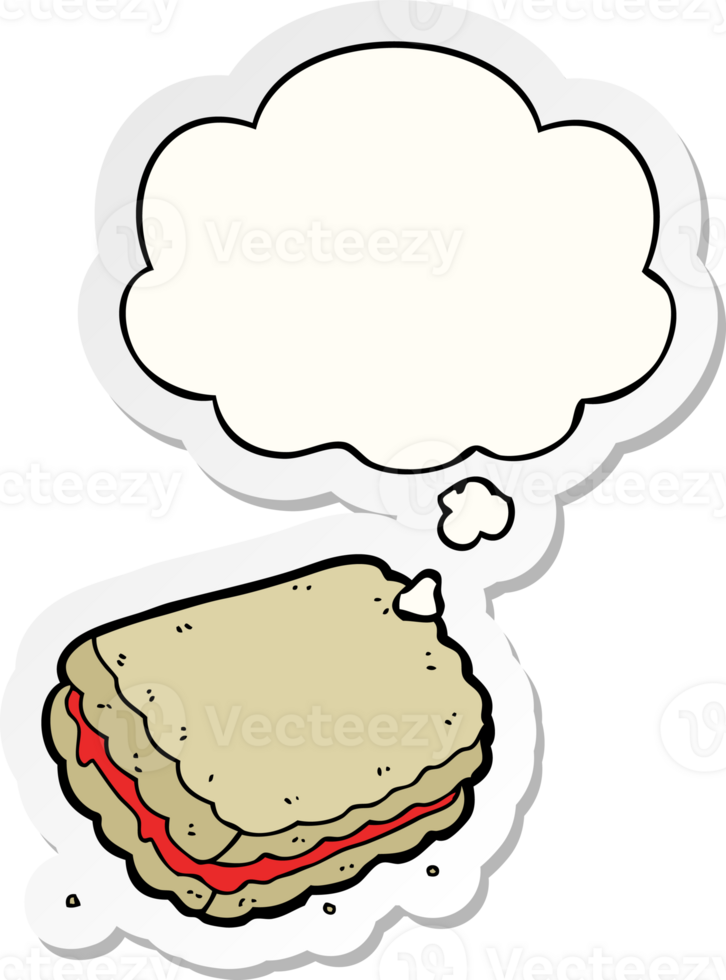 cartoon biscuit and thought bubble as a printed sticker png