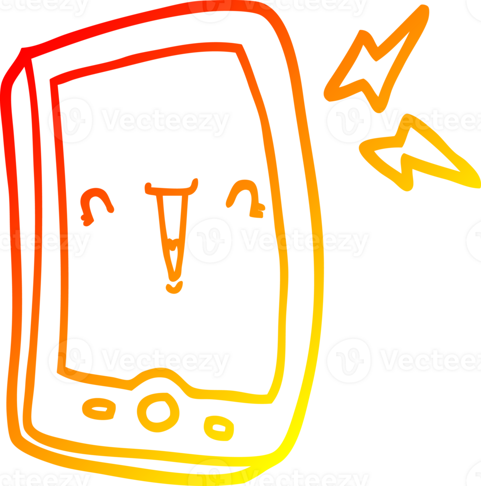 varm gradient linjeritning söt tecknad mobiltelefon png