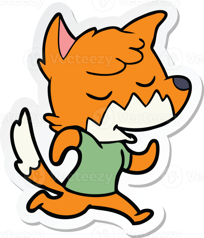 sticker of a friendly cartoon fox running png