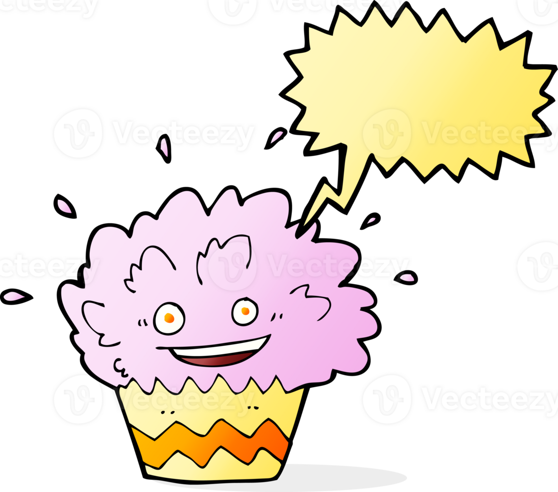 cartoon exploding cupcake with speech bubble png