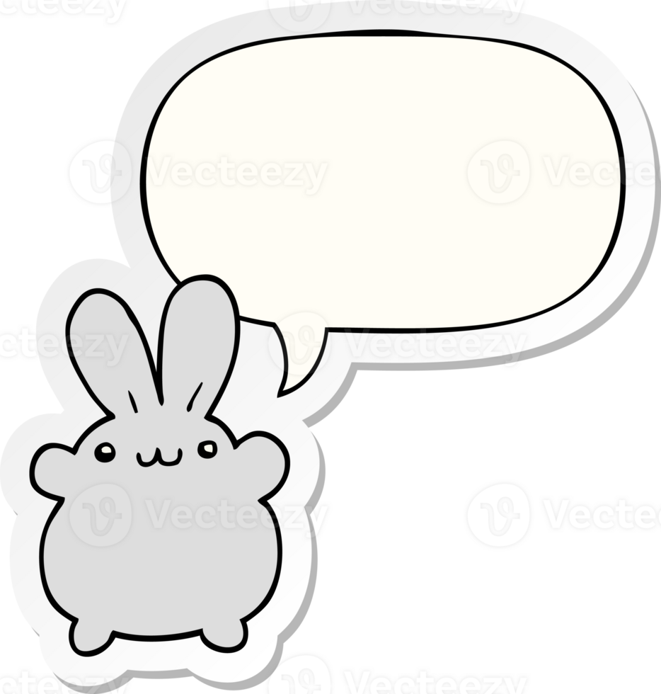 cartoon rabbit and speech bubble sticker png