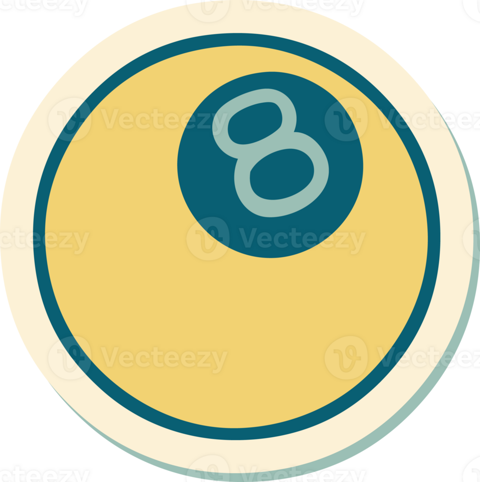 sticker of tattoo in traditional style of 8 ball png