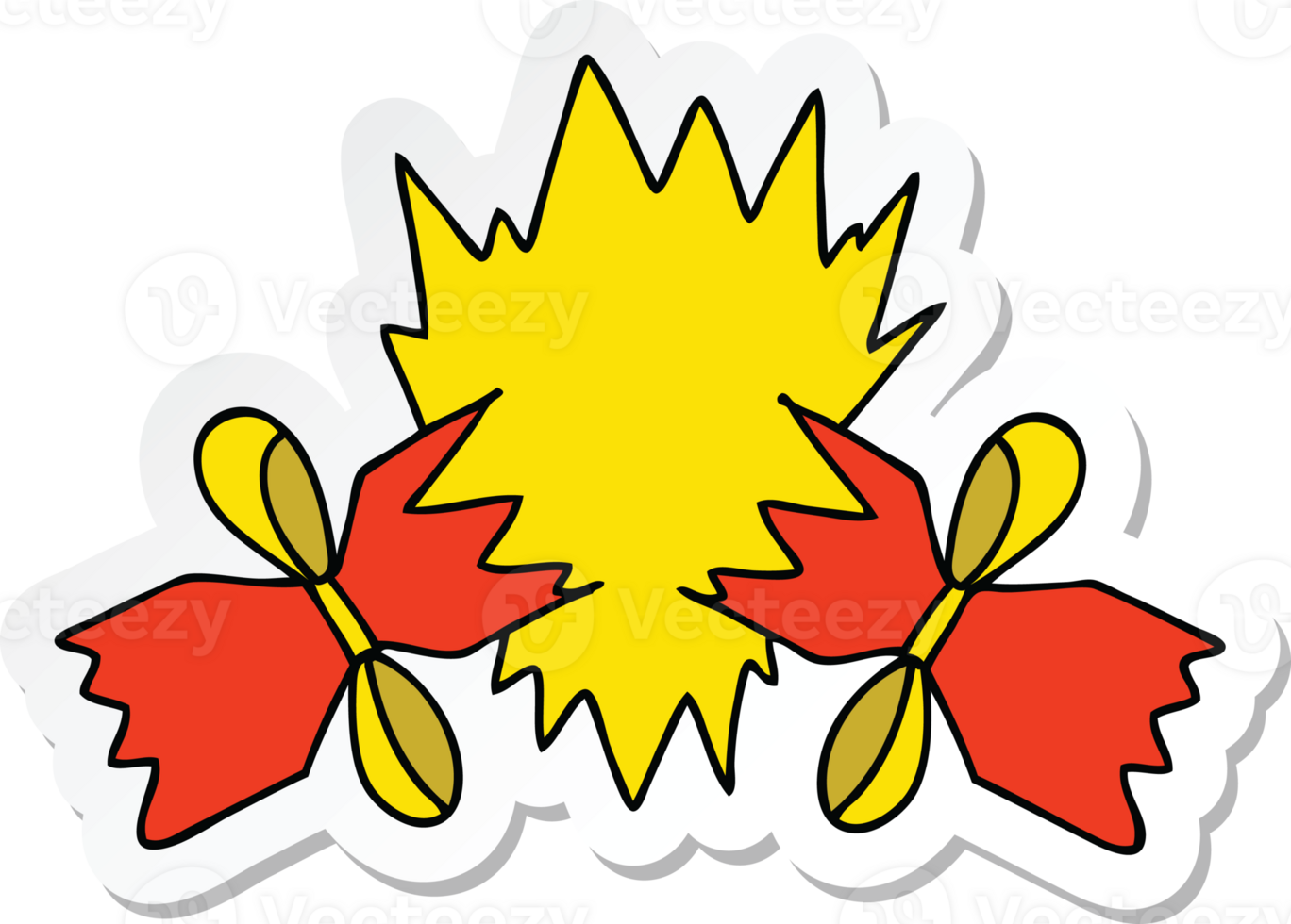 sticker of a quirky hand drawn cartoon pulled cracker png