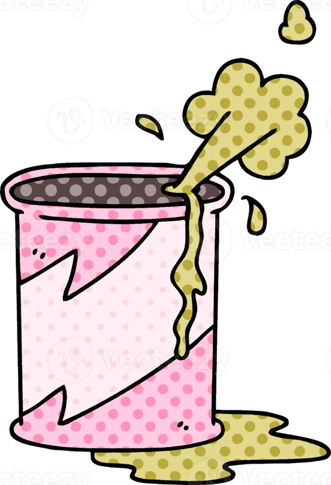 comic book style quirky cartoon exploding soda can png