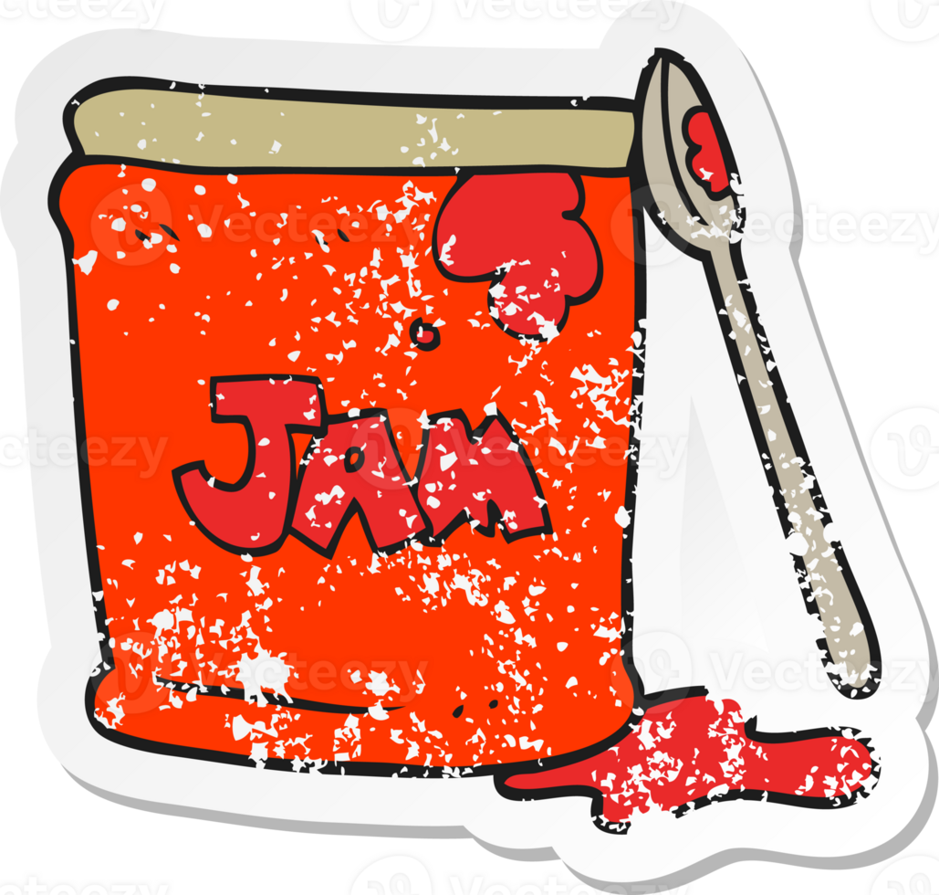 retro distressed sticker of a cartoon jam jar png